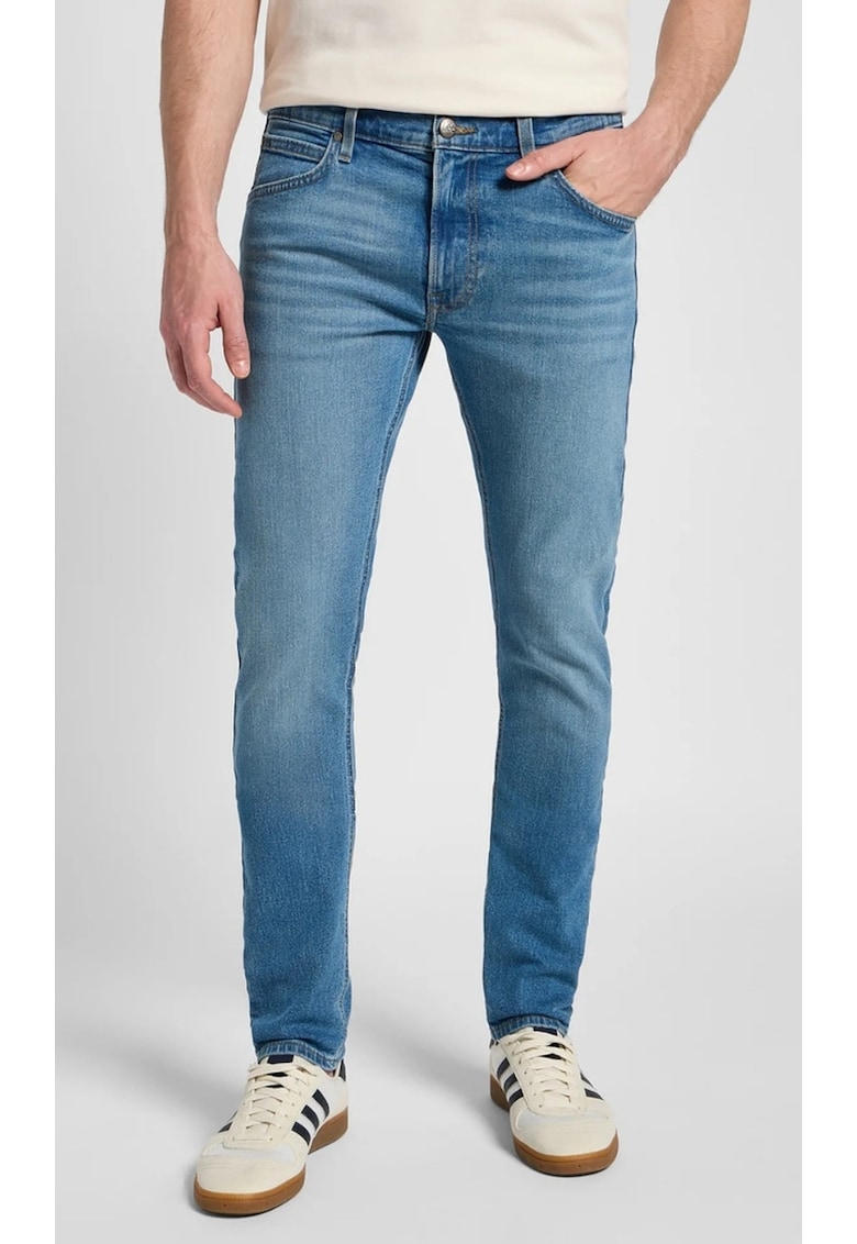 Blugi barbati Luke - croiala subtire si conica - albastru - bumbac