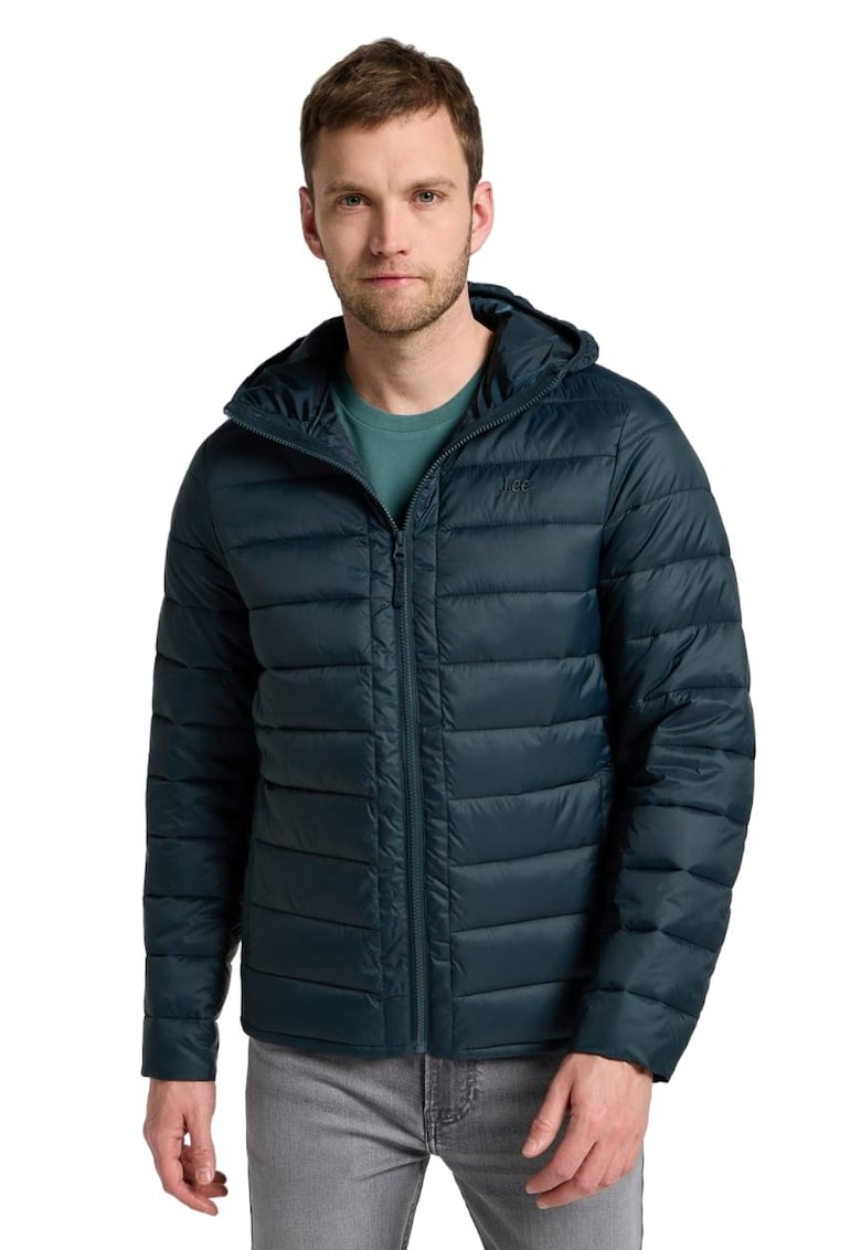 Jacheta puffer Premium Quality - impermeabila - gluga - verde - poliester/poliamida