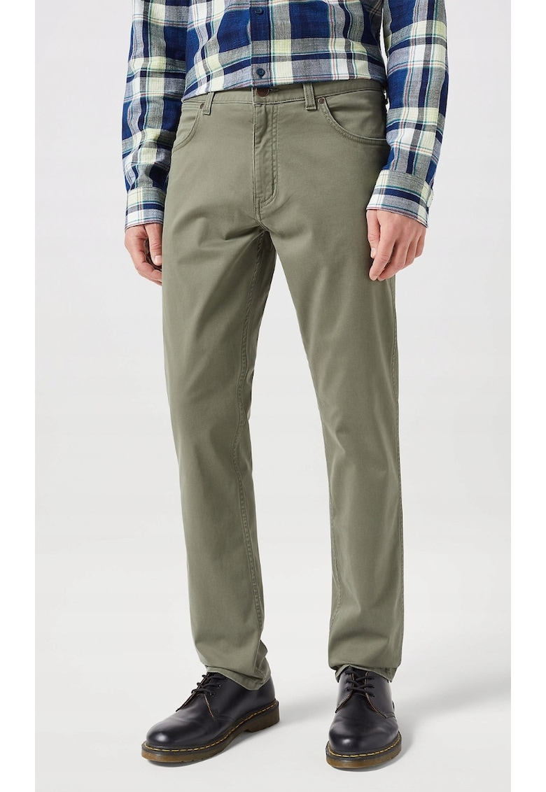 Pantaloni barbati Greensboro - verde masliniu prafuit - bumbac usor elastic