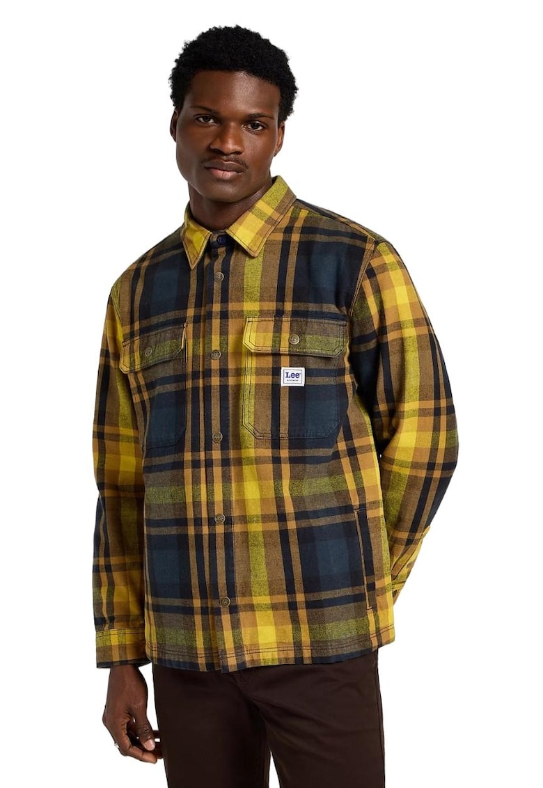 Camasa model carouri - bumbac - Negru/Galben