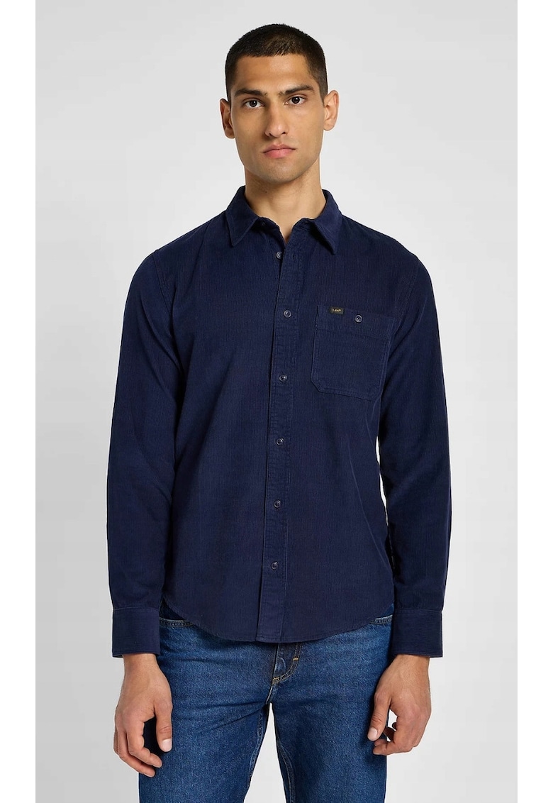 Camasa Leesure - croiala regulata - bumbac - albastru marin - model din colectia Leesures