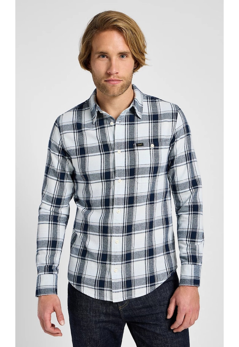 Camasa Leesure - flanel - albastru - carouri bleumarin - Albastru