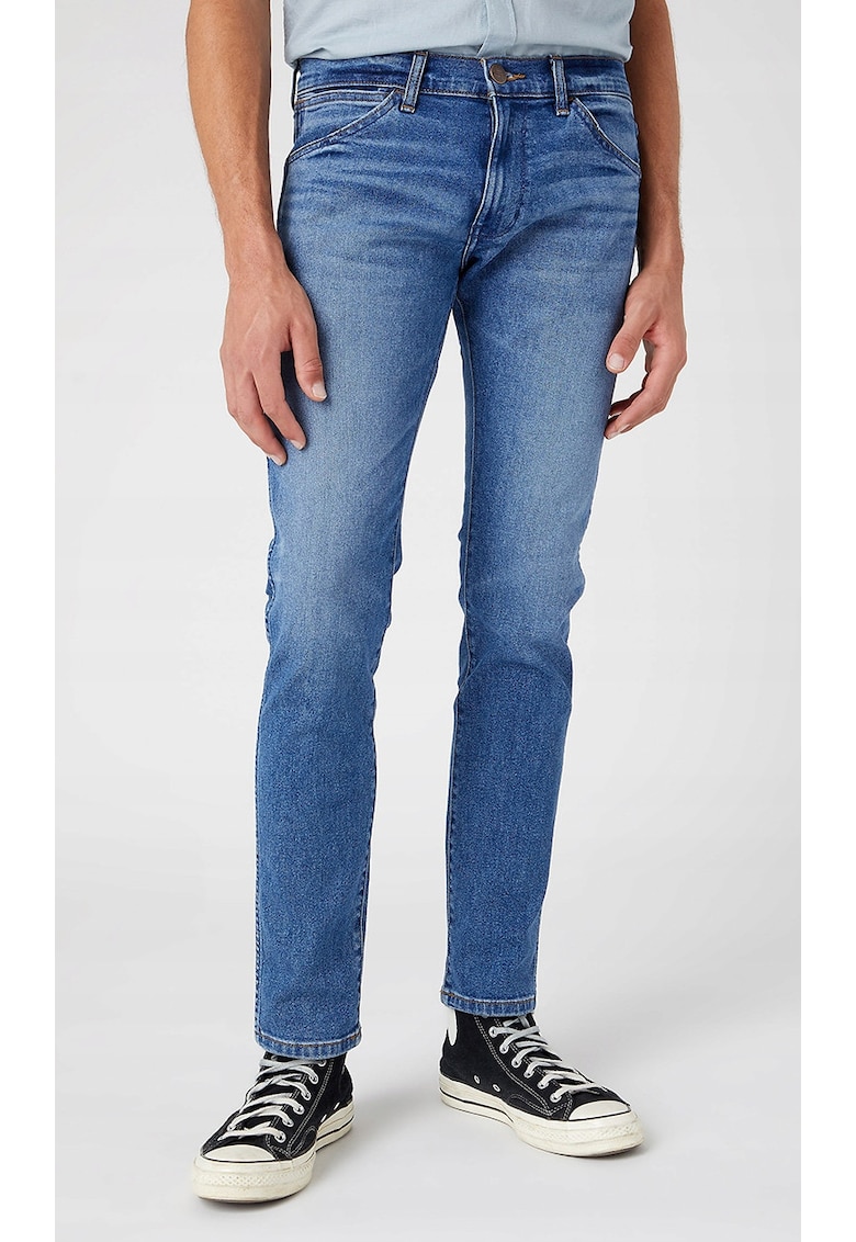 Blugi skinny Bryson - albastru fumuriu - usor elastici - din bumbac si poliester