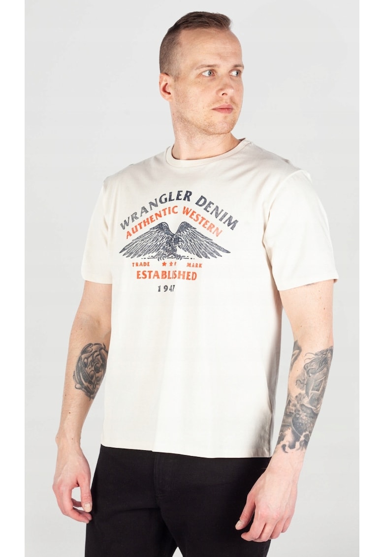 Tricou barbati AMERICANA alb - bumbac - imprimeu - Alb