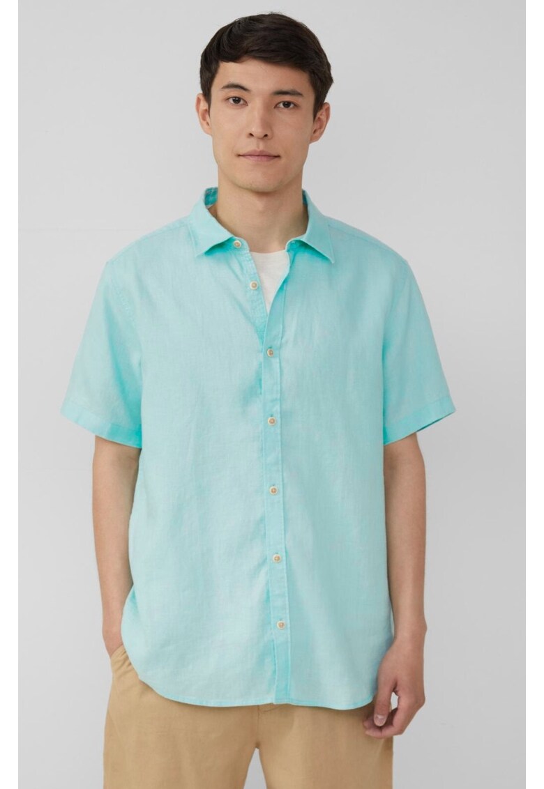 Camasa barbati cu maneca scurta - din in cu croiala Regular fit -Albastru deschis - Albastru deschis
