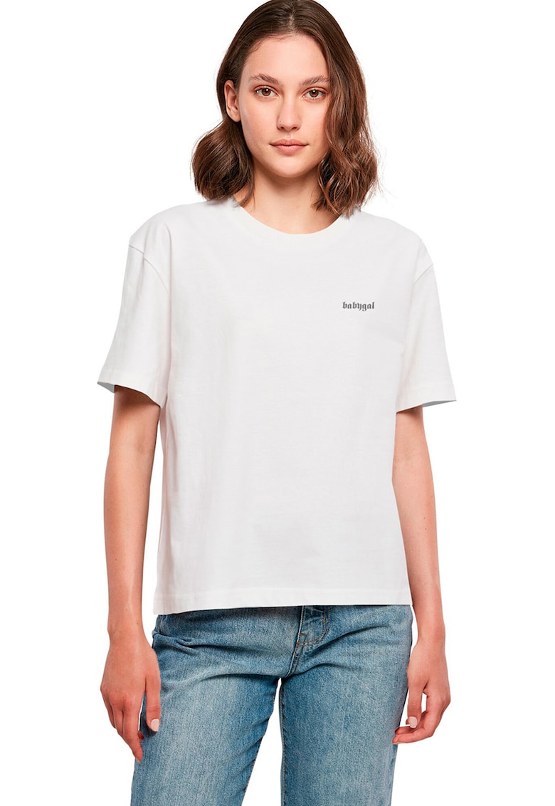 Tricou cu imprimeu pe partea din spate si decolteu la baza gatului Tricou cu imprimeu pe partea din spate si decolteu la baza gatului