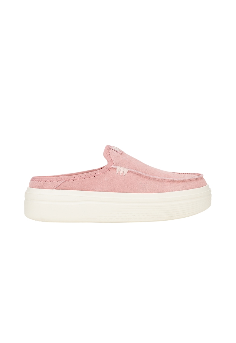 Mocasini de piele intoarsa cu talpa plata - Roz pal