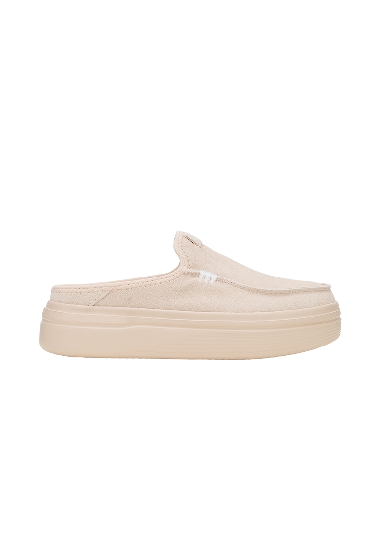 Mocasini de piele intoarsa cu talpa plata - Crem
