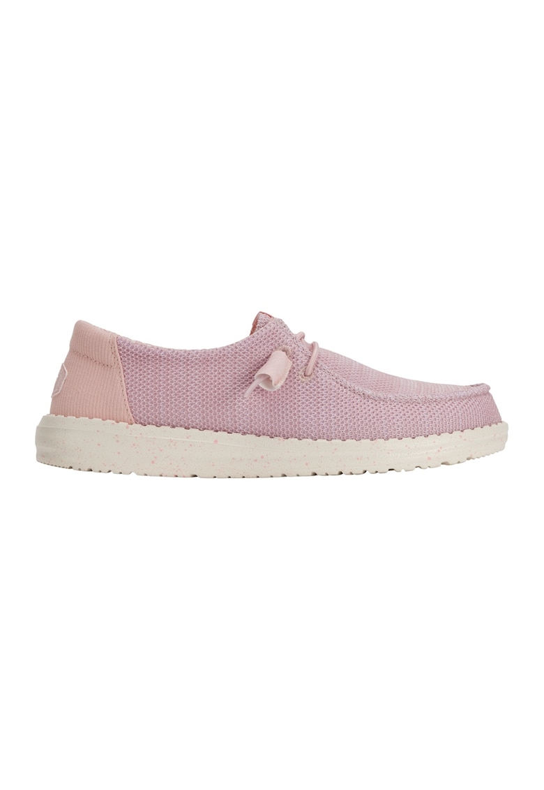 Pantofi boat wedge din material textil - Roz deschis