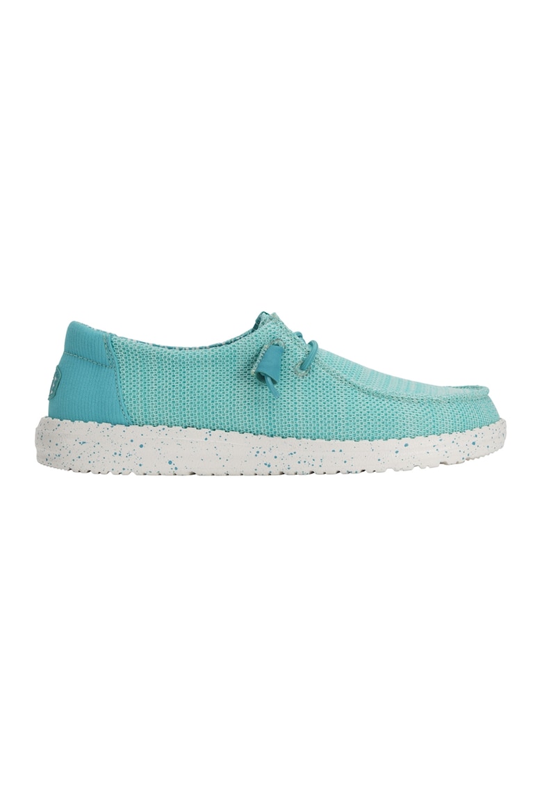 Pantofi sport textili cu talpa plata - Albastru aquamarin