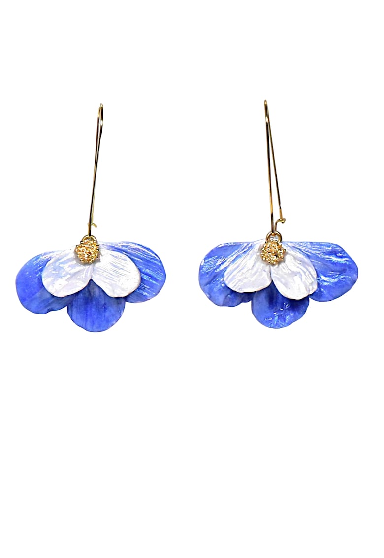 Cercei Milena - Alb/Auriu/Albastru