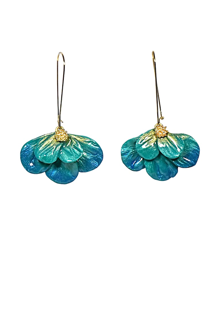 Cercei Milena - Verde/Auriu/Turcoaz/Albastru