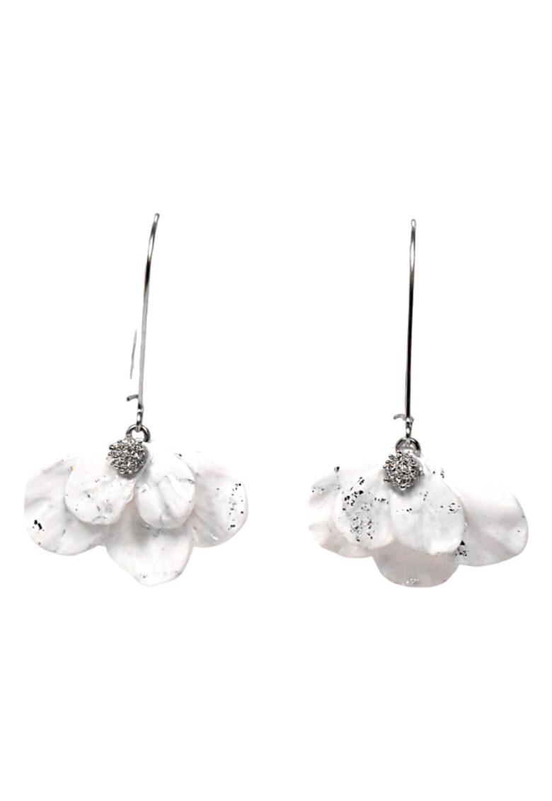 Cercei Milena - Alb/Argintiu