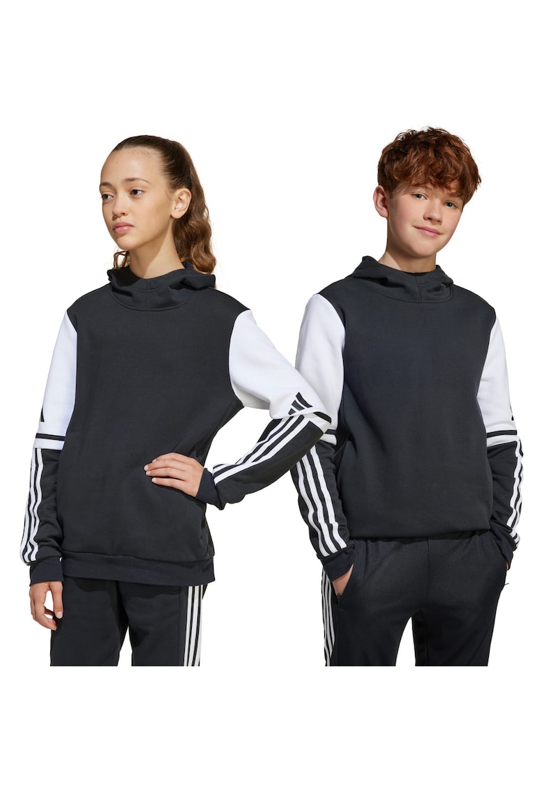 Hanorac copii Squadra 25 - negru - bumbac - cu buzunare cu fermoar