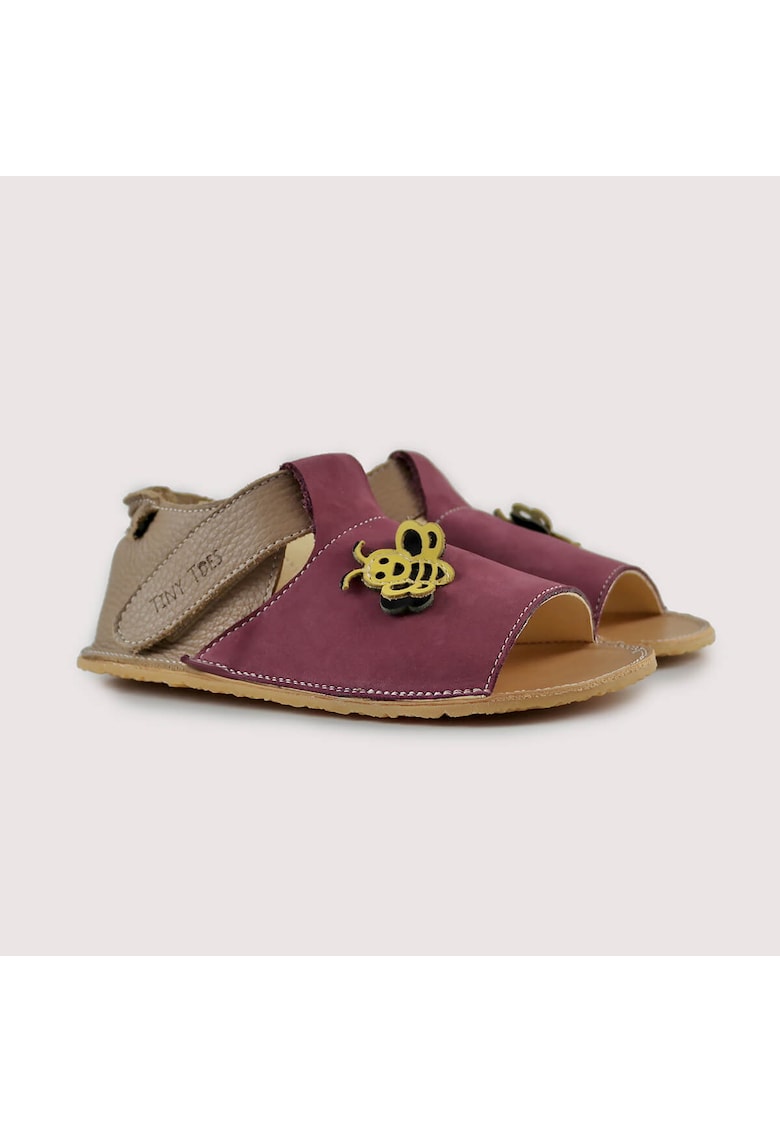 Sandale Barefoot din piele naturală - Bumble - Multicolor - Maro inchis | Rosu Mahon