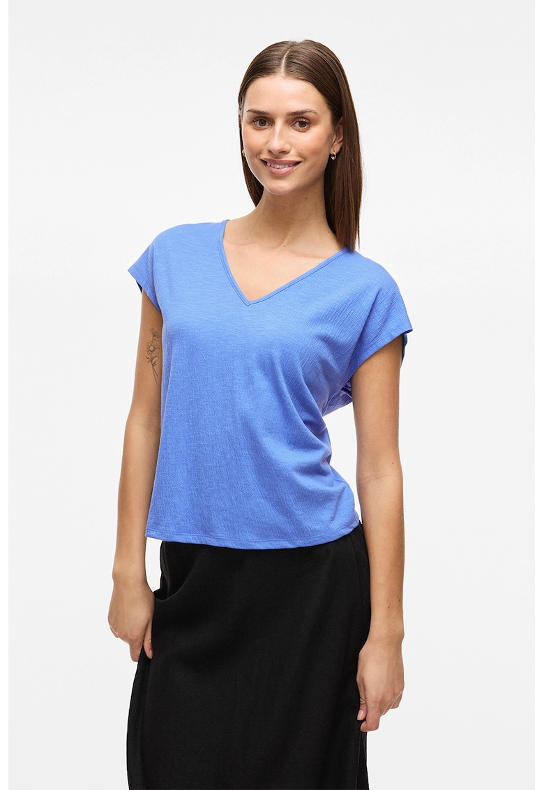 Tricou cu decolteu in V si decupaj pe spate