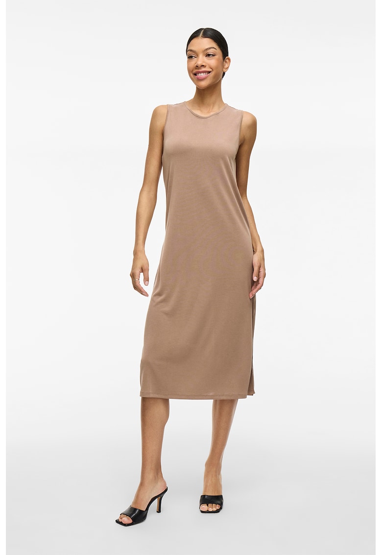 Rochie midi din amestec de modal cu slit lateral