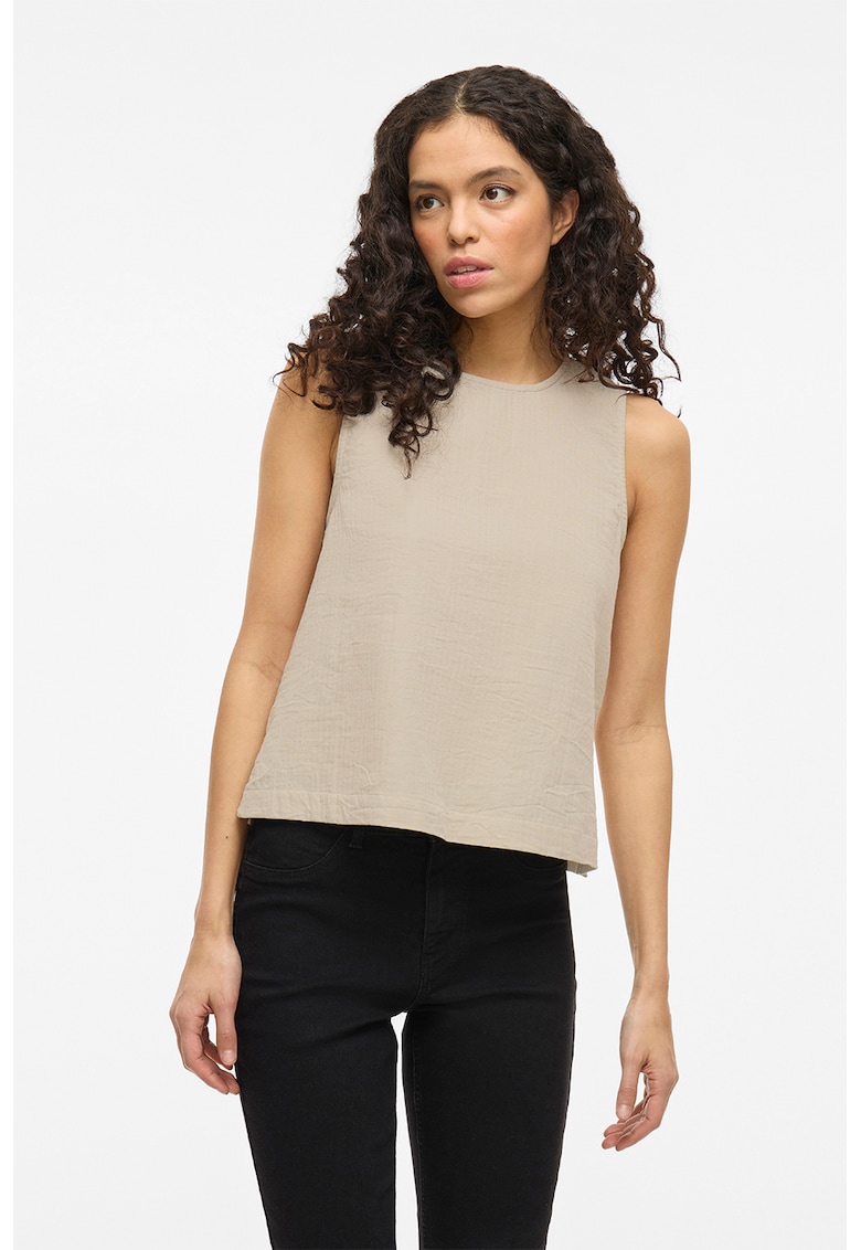 Top din bumbac organic cu model uni - Maro taupe