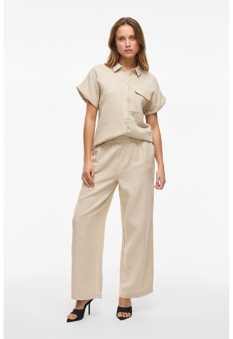 Pantaloni ampli cu talie inalta