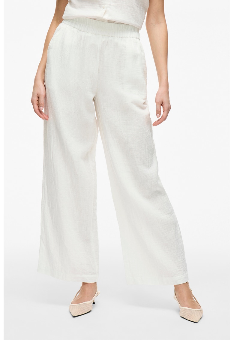 Pantaloni ampli cu talie inalta - Alb
