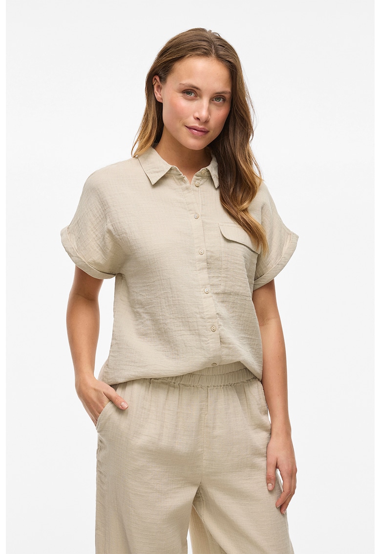 Camasa de bumbac organic cu buzunar pe piept