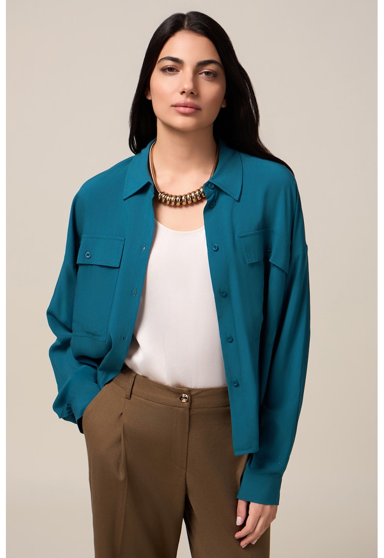 Camasa cu buzunare pe piept - Albastru petrol