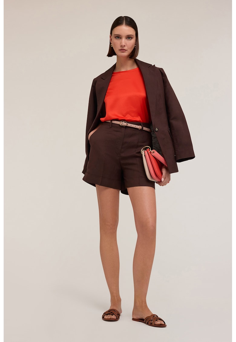 Pantaloni scurti din amestec de in cu buzunare