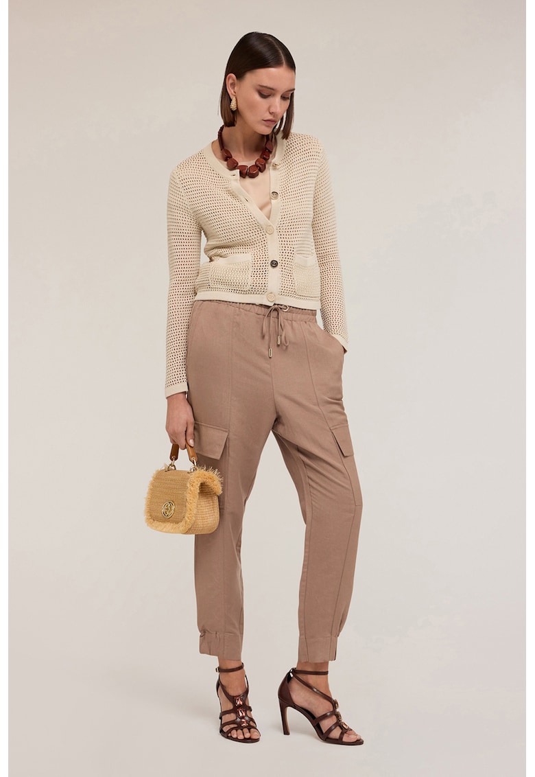 Pantaloni cargo din amestec de in