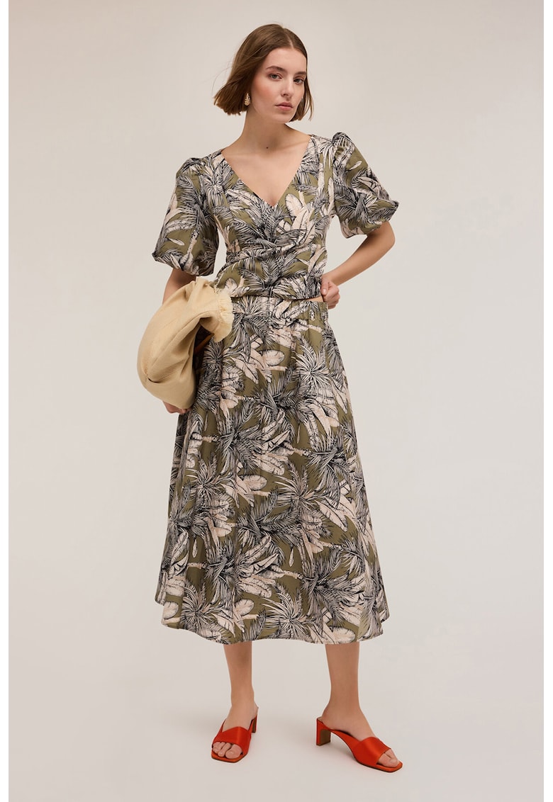 Fusta evazata cu imprimeu tropical