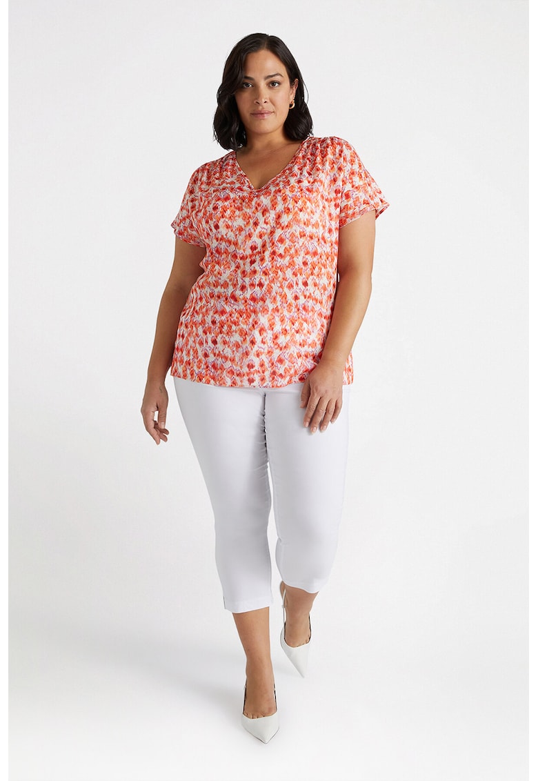 Bluza cu decolteu in V si model abstract