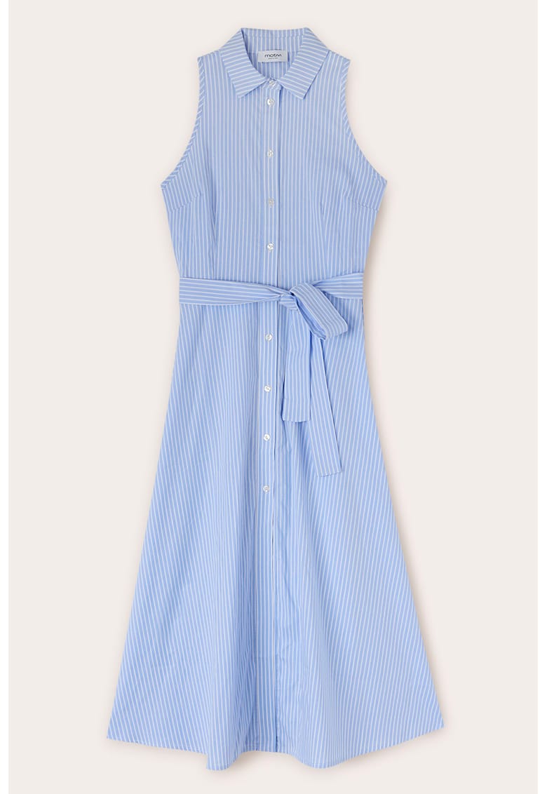 Rochie cu nasturi si dungi - Alb/Albastru