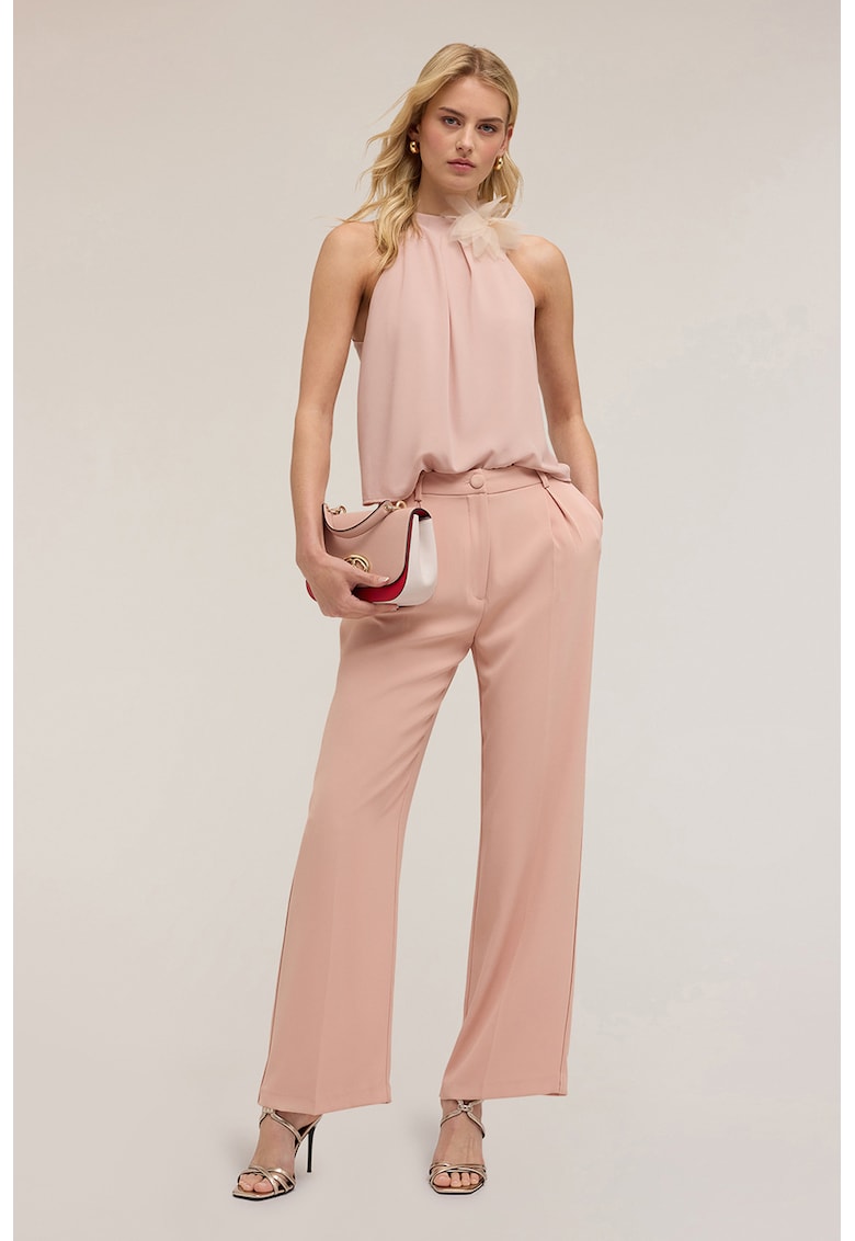 Bluza cu decolteu halter si model floral