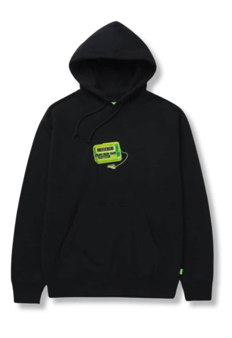 Hanorac bumbac/poliester - cu gluga - imprimeu modern - negru - Hanorac bumbac/poliester - cu gluga - imprimeu modern - negru -