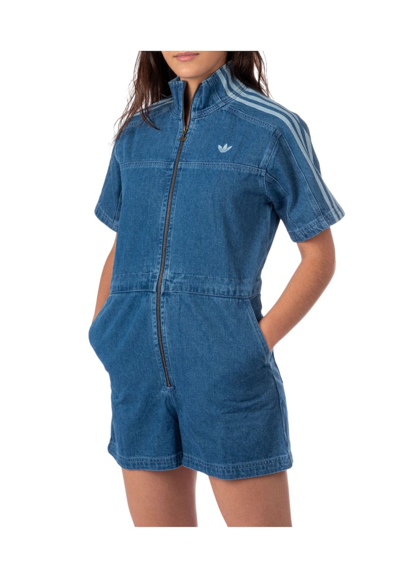 Salopeta dama  bumbac - scurta - cu fermoar - albastru -