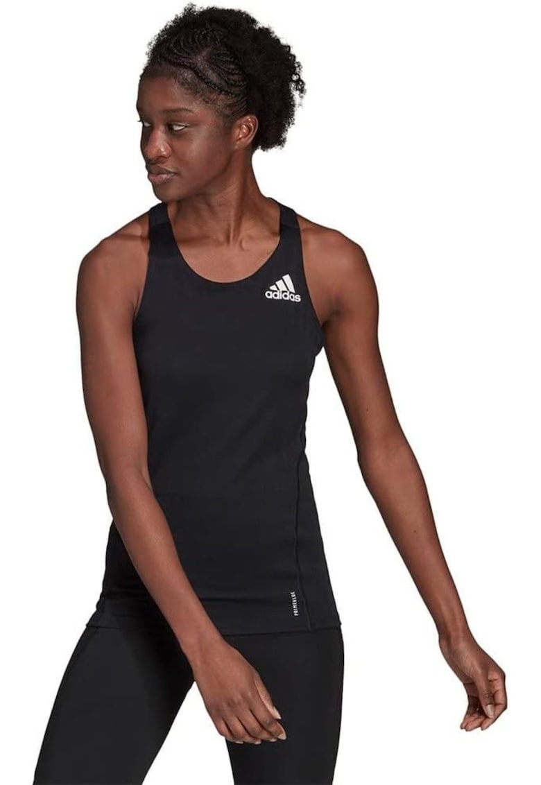 Maiou sport  negru - poliester reciclat - respirabil - fara maneci - pentru alergare si drumetii