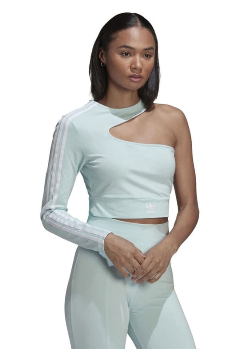 Bluza crop cu model asimetric fara o maneca -