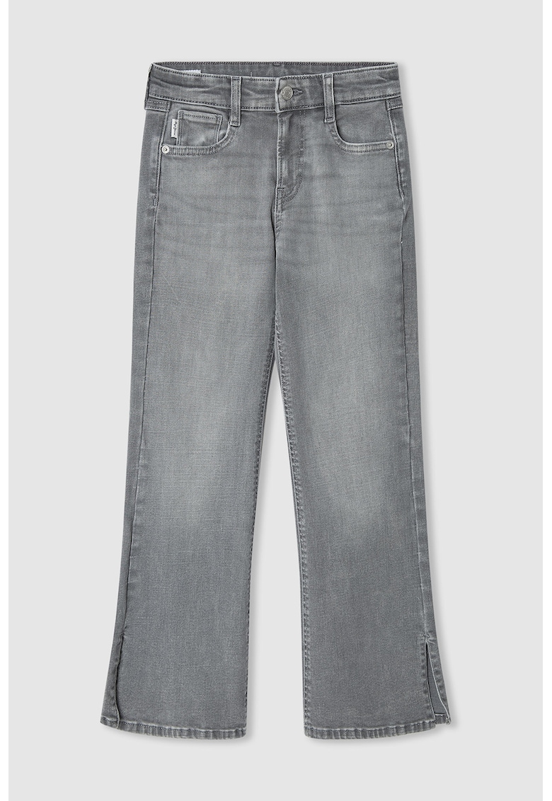 Blugi cu croiala ampla si slituri la terminatie Blugi cu croiala ampla si slituri la terminatie