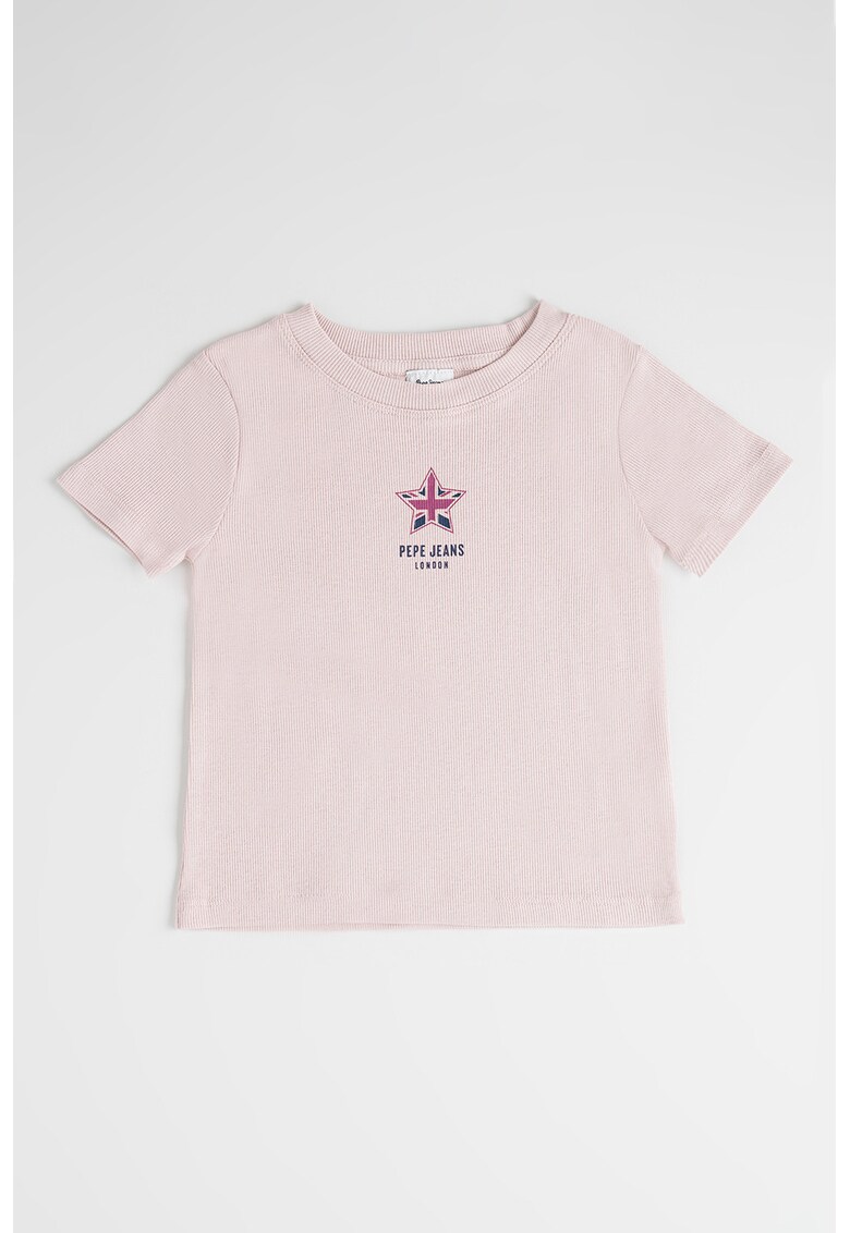 Tricou din bumbac cu imprimeu - Roz prafuit