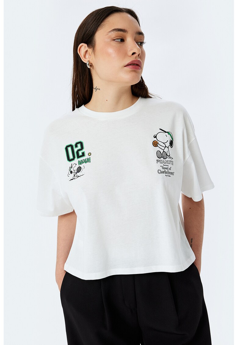 Tricou crop cu Snoopy