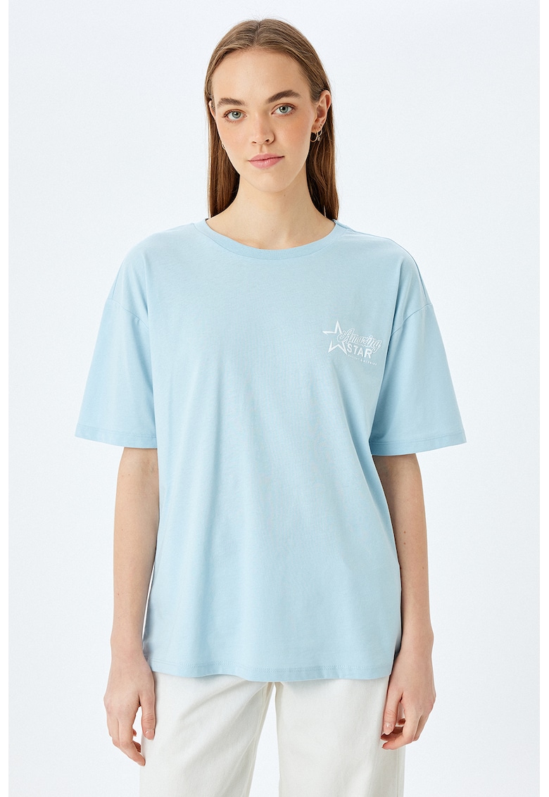 Tricou supradimensionat cu imprimeu text