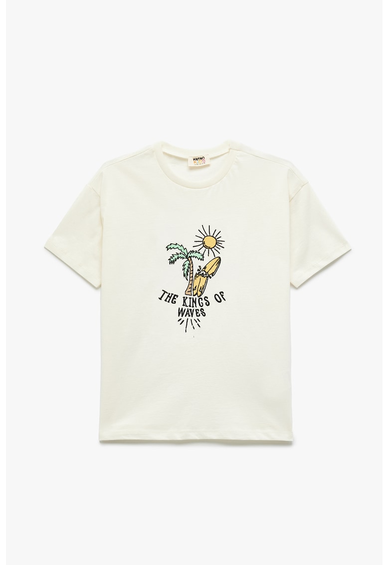 Tricou lejer din bumbac cu broderie