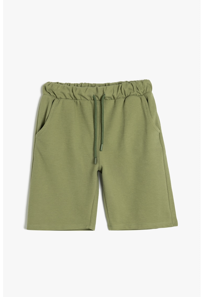 Pantaloni scurti cu model uni si snur de ajustare in talie