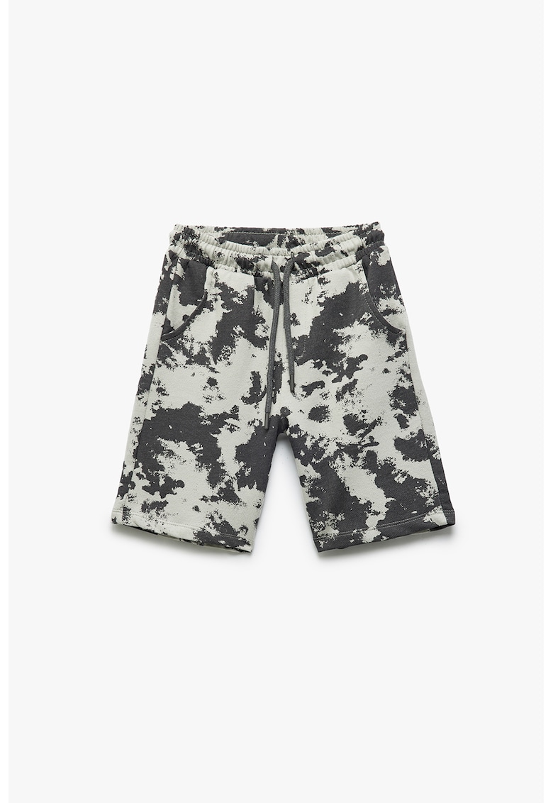 Pantaloni scurti cu model si snur de ajustare in talie