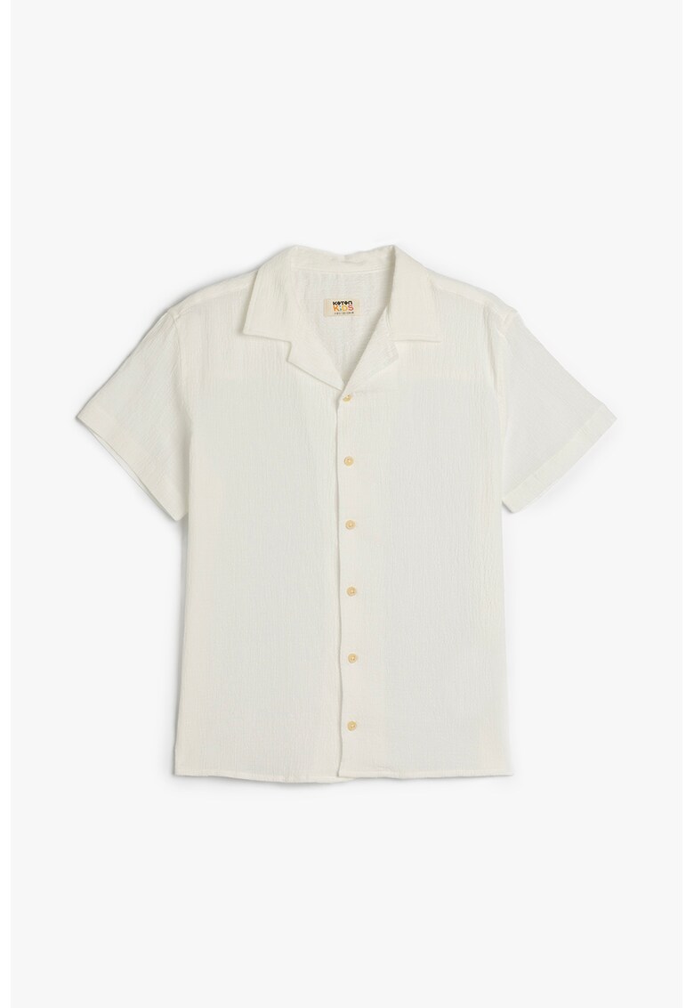 Camasa cu model uni si maneci scurte - Alb murdar