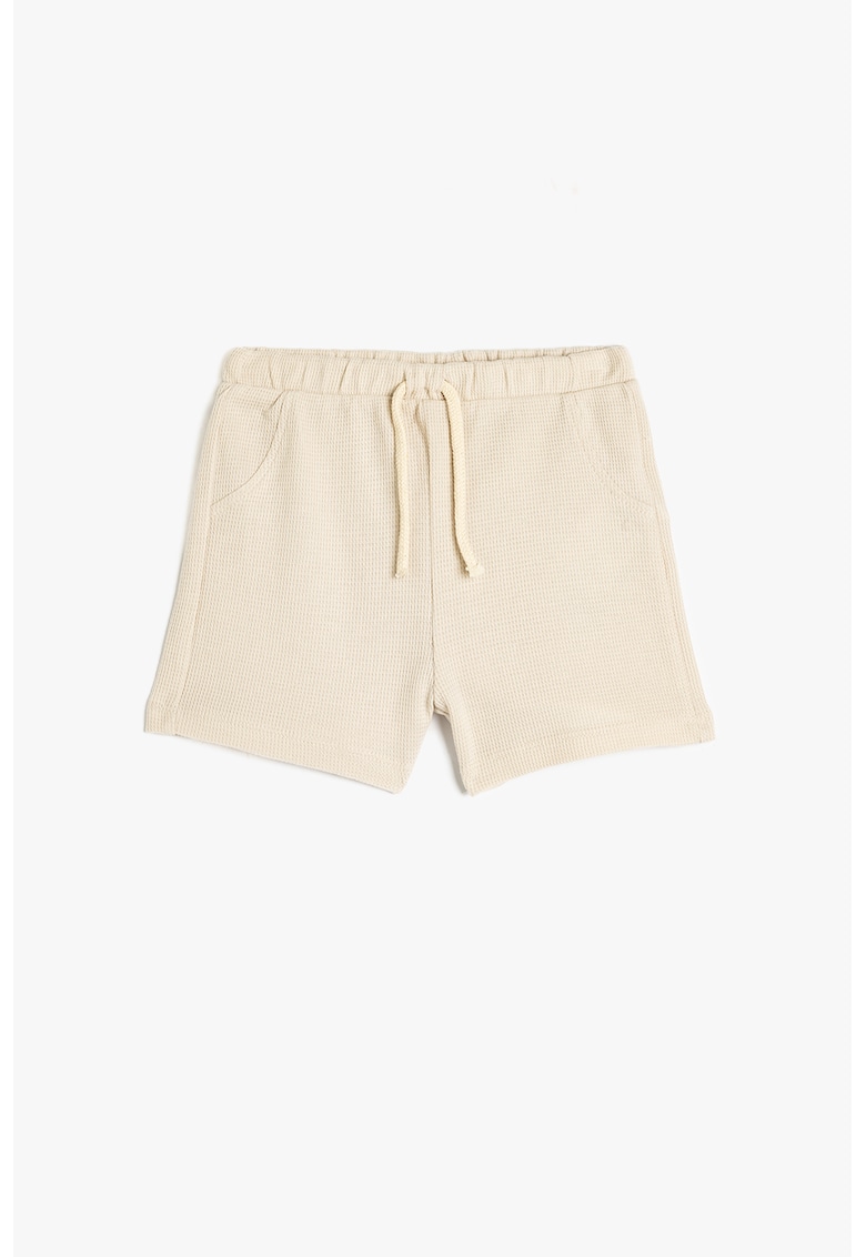 Pantaloni scurti din bumbac cu snururi de ajustare - Bej deschis