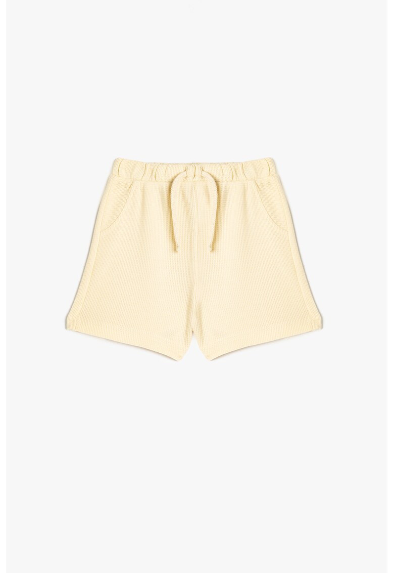 Pantaloni scurti din bumbac cu snururi de ajustare - Galben pal