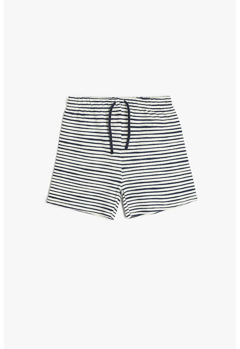 Pantaloni scurti din bumbac cu snururi de ajustare - Negru/Alb murdar