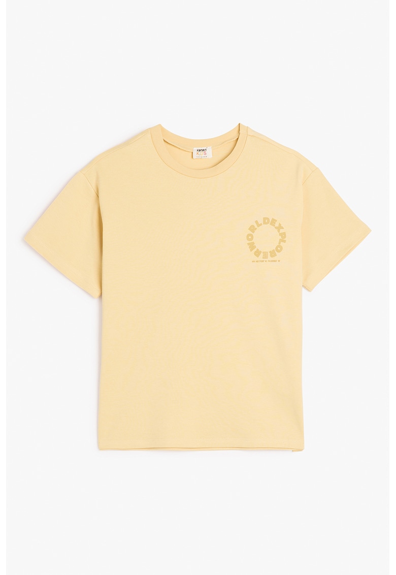 Tricou cu imprimeu text - Bej deschis