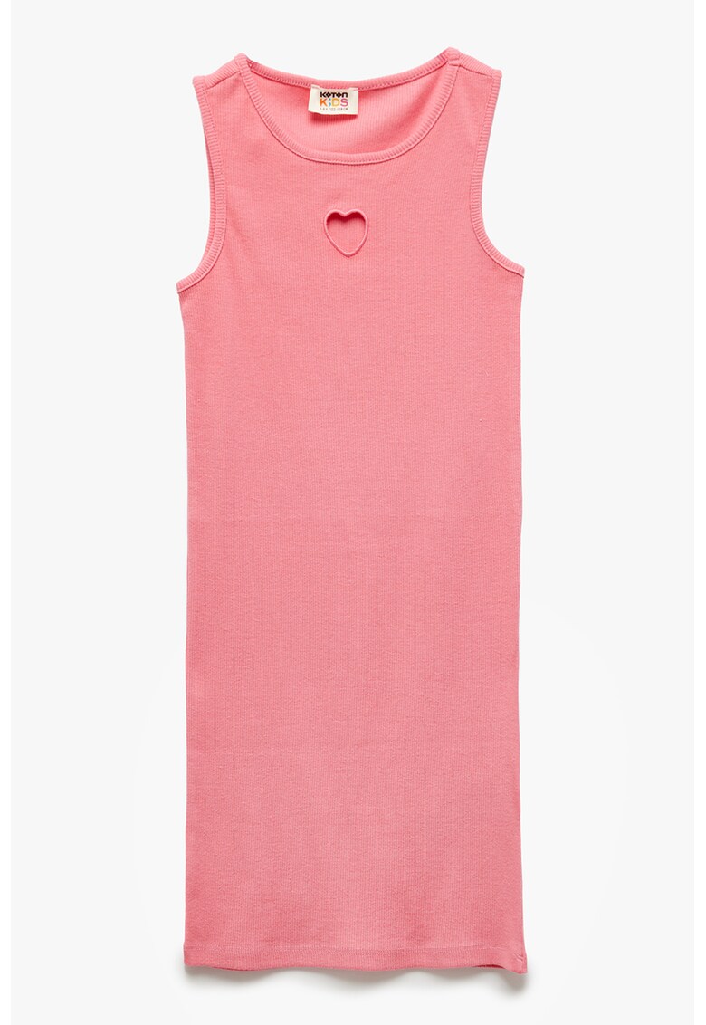 Rochie tricotata cu decolteu rotund - Roz prafuit