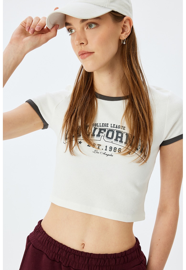 Tricou crop cu model striat